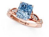 Rose gold Fancy Blue Radiant  Cut Diamond with Milgrain Marquise and Bezel Accents on a Solitaire Band with Prong Setting_196