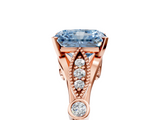 Rose gold Fancy Blue Radiant  Cut Diamond with Milgrain Marquise and Bezel Accents on a Solitaire Band with Prong Setting_200