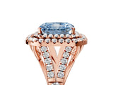 Rose gold Fancy Blue Radiant  Cut Double Halo Split Shank Diamond Ring with Prong Setting_54
