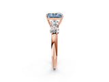 Rose gold Fancy Blue Radiant  Cut Five-Stone Prong Set Diamond Ring with Classic Band_34