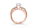 Rose gold Fancy Blue Radiant  Cut Five-Stone Prong Set Diamond Ring with Classic Band_35