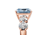 Rose gold Fancy Blue Radiant  Cut Five-Stone Prong Set Diamond Ring with Classic Band_37