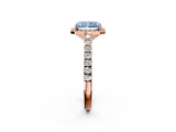 Rose gold Fancy Blue Radiant  Cut Halo Diamond Engagement Ring with Pave Band and Four-Prong Setting_30