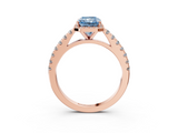 Rose gold Fancy Blue Radiant  Cut Halo Diamond Engagement Ring with Pave Band and Four-Prong Setting_31