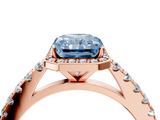 Rose gold Fancy Blue Radiant  Cut Halo Diamond Engagement Ring with Pave Band and Four-Prong Setting_32