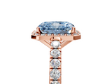 Rose gold Fancy Blue Radiant  Cut Halo Diamond Engagement Ring with Pave Band and Four-Prong Setting_33
