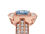 Rose gold Fancy Blue Radiant Cut Halo Diamond Engagement Ring with Pave Split Shank and Four-Prong Setting_17