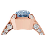 Rose gold Fancy Blue Radiant Cut Halo Diamond Engagement Ring with Split Shank Band and Four-Prong Setting_4
