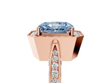 Rose gold Fancy Blue Radiant Cut Halo Diamond Engagement Ring with Split Shank Band and Four-Prong Setting_5