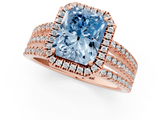 Rose gold Fancy Blue Radiant  Cut Halo Diamond Engagement Ring with Split Shank and Four-Prong Setting_21