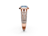 Rose gold Fancy Blue Radiant  Cut Halo Diamond Engagement Ring with Split Shank and Four-Prong Setting_22