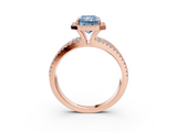 Rose gold Fancy Blue Radiant  Cut Halo Diamond Engagement Ring with Split Shank and Four-Prong Setting_23