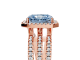 Rose gold Fancy Blue Radiant  Cut Halo Diamond Engagement Ring with Split Shank and Four-Prong Setting_25