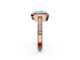 Rose gold Fancy Blue Radiant  Cut Halo Diamond Pave Band Ring with Four-Prong Setting_56