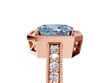 Rose gold Fancy Blue Radiant  Cut Halo Diamond Pave Band Ring with Four-Prong Setting_59