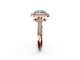 Rose gold Fancy Blue Radiant  Cut Halo Diamond Pave Band with Four-Prong Setting_39