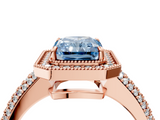 Rose gold Fancy Blue Radiant  Cut Halo Diamond Pave Band with Four-Prong Setting_41