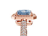Rose gold Fancy Blue Radiant  Cut Halo Diamond Pave Band with Four-Prong Setting_42