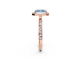 Rose gold Fancy Blue Radiant Cut Halo Diamond Pave Band with Prong Setting_2
