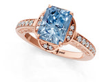 Rose gold Fancy Blue Radiant  Cut Halo Diamond Ring with Channel Set Band and Four-Prong Setting_33