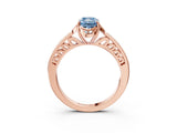 Rose gold Fancy Blue Radiant  Cut Halo Diamond Ring with Channel Set Band and Four-Prong Setting_35