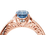 Rose gold Fancy Blue Radiant  Cut Halo Diamond Ring with Channel Set Band and Four-Prong Setting_36