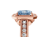Rose gold Fancy Blue Radiant  Cut Halo Diamond Ring with Pavé Band and Four-Prong Setting_57