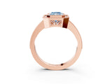 Rose gold Fancy Blue Radiant  Cut Halo Diamond Ring with Pavé Band and Milgrain Prong Setting_35
