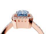 Rose gold Fancy Blue Radiant  Cut Halo Diamond Ring with Pave Band and Four-Prong Setting_28