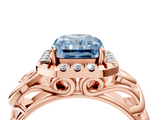Rose gold Fancy Blue Radiant  Cut Halo Diamond Ring with Scrollwork Band and Four-Prong Setting_60