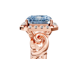 Rose gold Fancy Blue Radiant  Cut Halo Diamond Ring with Scrollwork Band and Four-Prong Setting_61