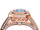 Rose gold Fancy Blue Radiant Cut Halo Diamond Split Shank Pave Ring_10