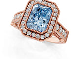 Rose gold Fancy Blue Radiant Cut Halo Diamond Split Shank Pave Ring_7