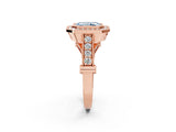 Rose gold Fancy Blue Radiant Cut Halo Diamond Split Shank Pave Ring_8