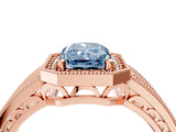 Rose gold Fancy Blue Radiant Cut Halo Diamond Split Shank Ring with Prong Setting_16