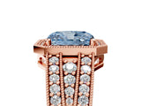 Rose gold Fancy Blue Radiant Cut Halo Diamond Split Shank Ring with Prong Setting_17