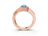 Rose gold Fancy Blue Radiant  Cut Halo Pave Band Four-Prong Ring_53