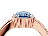 Rose gold Fancy Blue Radiant  Cut Halo Pave Band Four-Prong Ring_54