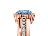 Rose gold Fancy Blue Radiant  Cut Halo Pave Band Four-Prong Ring_55