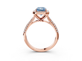 Rose gold Fancy Blue Radiant  Cut Halo Pave Band Four-Prong Setting Ring_23