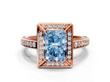 Rose gold Fancy Blue Radiant  Cut Halo Pave Split Shank Prong Setting Ring_32