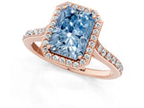 Rose gold Fancy Blue Radiant Cut Halo Round Diamond Pavé Band with Four-Prong Setting_4