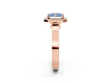 Rose gold Fancy Blue Radiant Cut Halo Round Diamond Twist Band with Four-Prong Setting_2