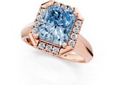 Rose gold Fancy Blue Radiant  Cut Halo Solitaire Engagement Ring with Square Band and Four-Prong Setting_13