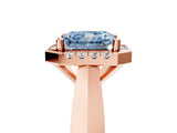 Rose gold Fancy Blue Radiant  Cut Halo Solitaire Engagement Ring with Square Band and Four-Prong Setting_17