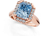 Rose gold Fancy Blue Radiant  Cut Halo Solitaire Engagement Ring with Square Band and Four-Prong Setting_67