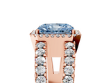 Rose gold Fancy Blue Radiant  Cut Halo Split Shank Diamond Ring with Four-Prong Setting_49