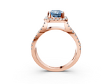 Rose gold Fancy Blue Radiant  Cut Halo Split Shank Pave Set Ring_65