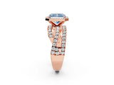 Rose gold Fancy Blue Radiant  Cut Halo Split Shank Prong Setting Ring_14