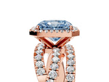 Rose gold Fancy Blue Radiant  Cut Halo Split Shank Prong Setting Ring_17